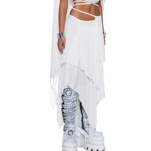 NWT Dolls Kill Club Exx Desolate Dystopia Midi Skirt - White